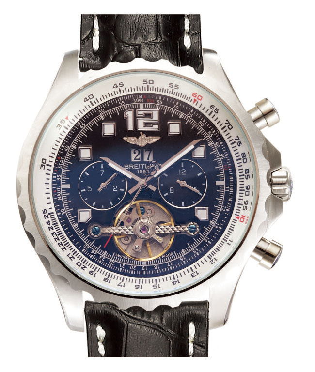Breitling Professional Chronospace A2336035/f555-1lT Black Crocodile Leather Strap Black Dial Watch watches
