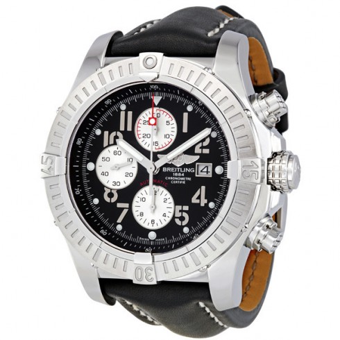 Breitling Super Avenger Black Dial Black Leather Strap Chronograph Men's Watch A1337011-B973BKLT watches