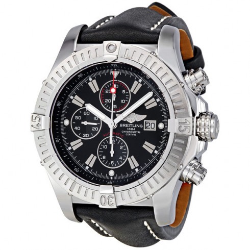 Breitling Super Avenger Black Dial Chronograph Black Leather Strap Men's Watch A1337011-B907BKLT watches