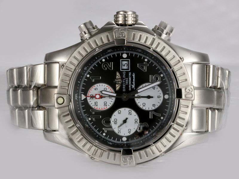 Breitling Super Avenger S.A.Steel Round Silver Stainless Steel Strap Mens Watch watches