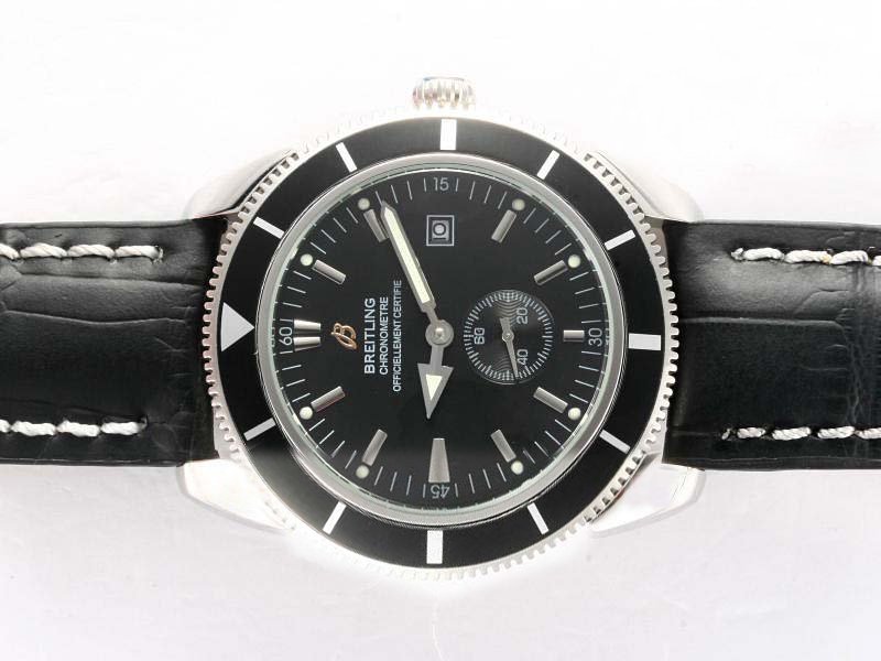 Breitling Super Ocean A1732124-BA61BKOR Mens Black Crocodile Leather Strap Round Watch watches