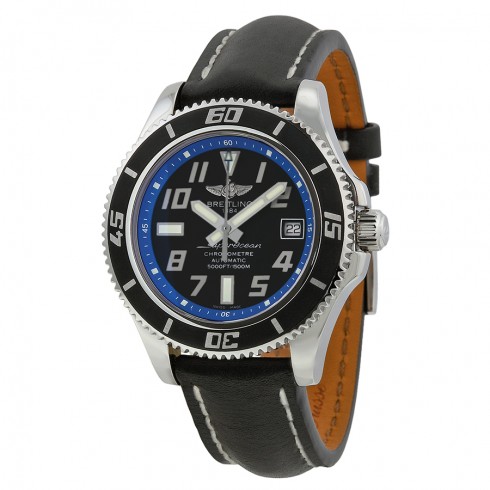 Breitling Superocean 42 Black Dial Black Leather Automatic Men's Watch A1736402-BA30BKLT watches