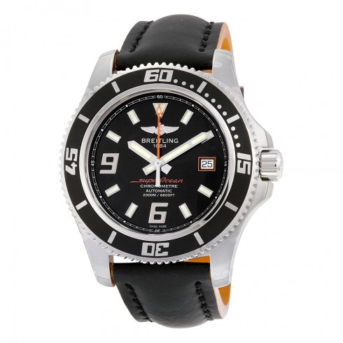 Breitling Superocean 44 Automatic Black Dial Black Leather Men's Watch A1739102-BA80BKOGT watches
