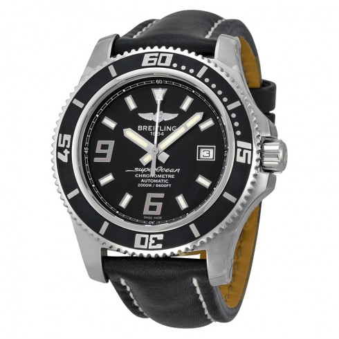 Breitling SuperOcean 44 Black Dial Black Leather Men's Watch A1739102-BA77BKLT watches