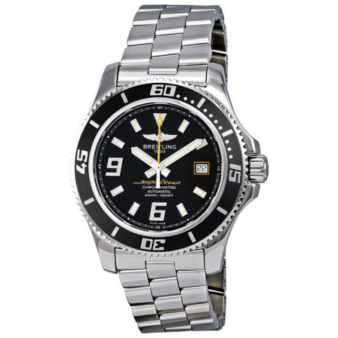 Breitling Superocean 44 Black Dial Stainless Steel Men's Watch A17391A8-BA78SS watches