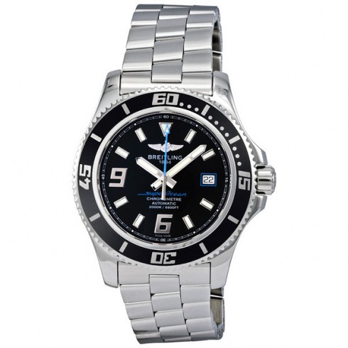 Breitling Superocean 44 Black Dial Stainless Steel Men's Watch A17391A8-BA79SS watches