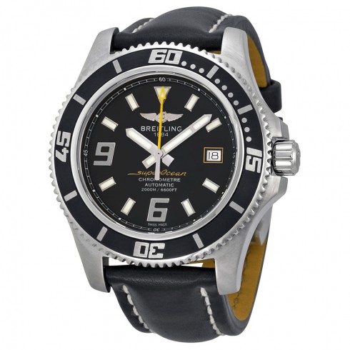 Breitling SuperOcean 44 Mechanical Black Dial Black Leather Men's Watch A1739102-BA78BKLT watches
