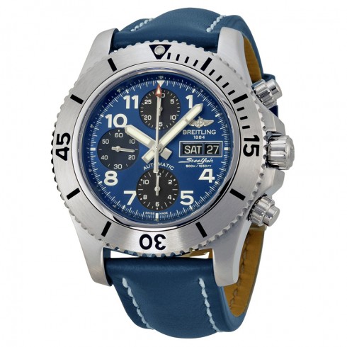 Breitling Superocean Chronograph Automatic Blue Dial Blue Leather Men's Watch A13341C3-C893BLLT watches