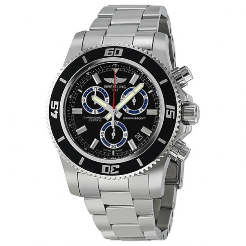 Breitling Superocean Chronograph m20000 Black Dial Stainless Steel Men's Watch A7 watches