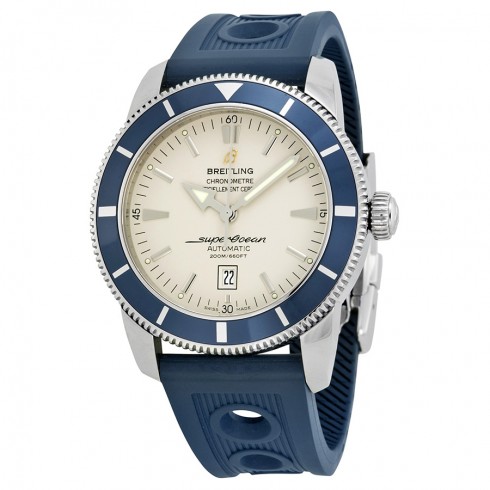 Breitling Superocean Heritage 46 Silver Dial Blue Rubber Men's Watch A1732016-G642BLOR watches