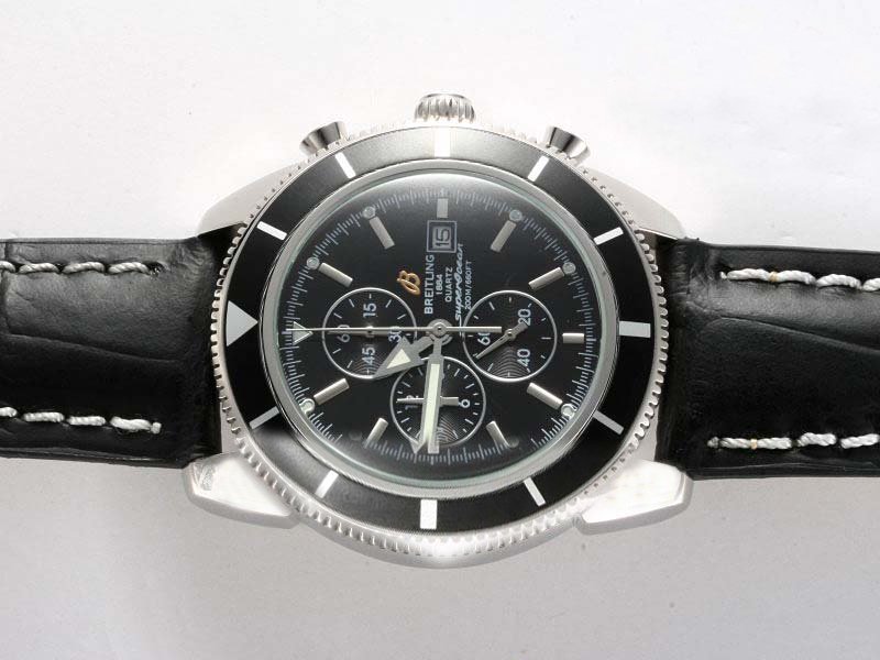 Breitling Superocean Heritage Chronograph S.H.C.Steel Quartz Chronograph Round Black Dial Watch watches