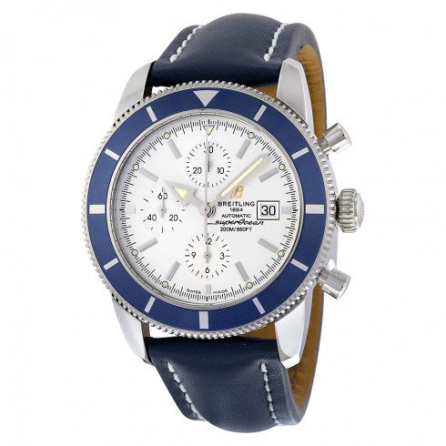 Breitling Superocean Heritage Automatic Chronograph Silver Dial Blue Leather Men's Watch A1332016-G698BLLD watches
