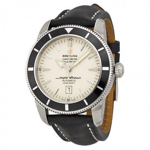 Breitling Superocean Heritage Silver Dial Black Leather Men's Watch A1732024-G642BKLT watches