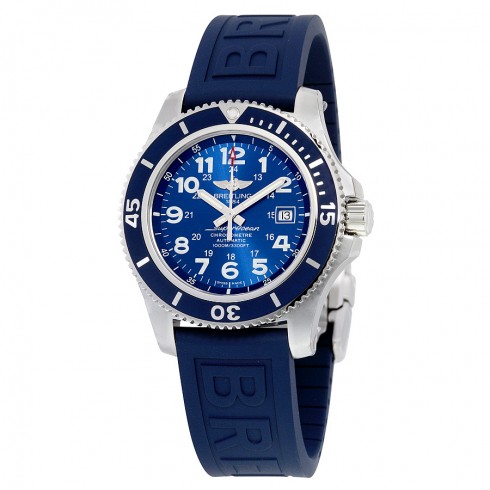 Breitling Superocean II 44 Automatic Metallic Blue Dial Blue Rubber Men's Watch A17392D8-C910BLPD3 watches