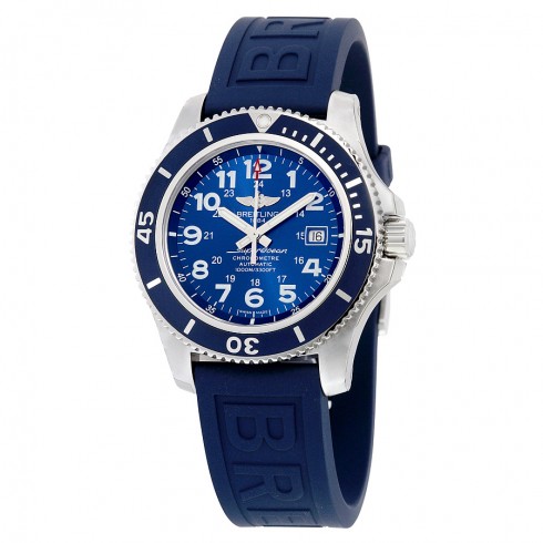 Breitling Superocean II 44 Automatic Metallic Blue Dial Blue Rubber Men's Watch A17392D8-C910BLPT3 watches