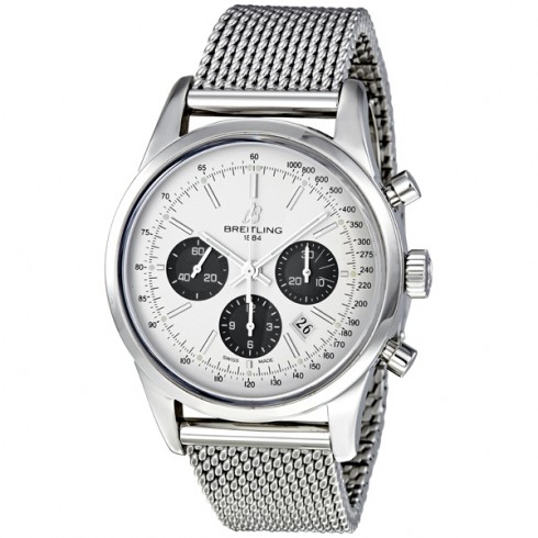 Breitling Transocean 01 Automatic Chronograph Silver Dial Stainless Steel Men's Watch AB015212-G724SS watches