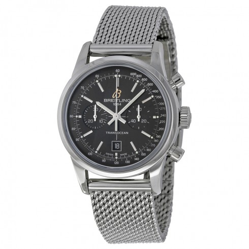Breitling TransOcean 38 Chronograph Black Dial Stainless Steel Watch A4131012-BC06SS watches
