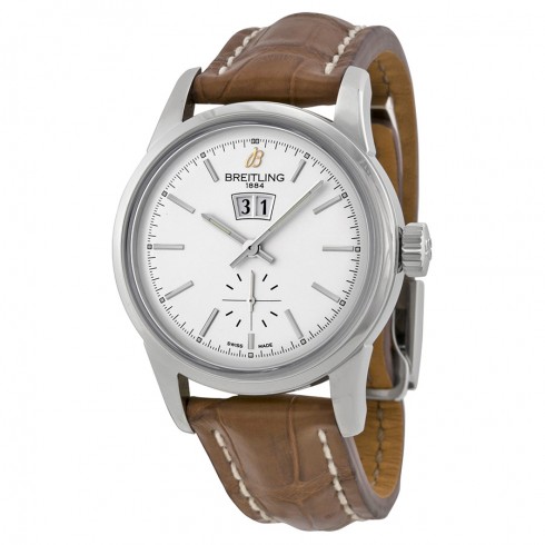 Breitling Transocean 38 Silver Dial Brown Leather Watch A1631012-G781BRCD watches