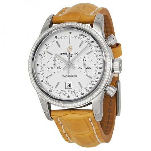 Breitling Transocean Automatic Silver Dial Camel Leather Unisex Watch A4131053-G757CMCT watches