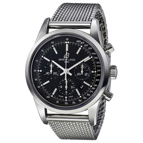 Breitling Transocean Black Chronograph Dial Stainless Steel Men's Watch AB015212-BA99SS watches