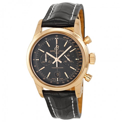 Breitling Transocean Chronograph 38 Black Dial 18kt Rose Gold Men's Watch R4131012-BC07BKCD watches
