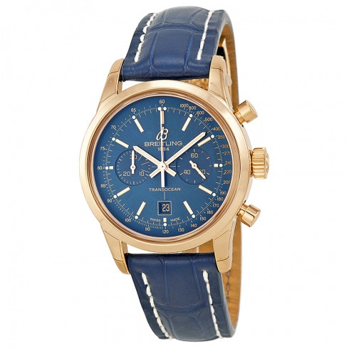 Breitling Transocean Chronograph 38 Blue Dial 18kt Rose Gold Men's Watch R4131012-C863BLCD watches