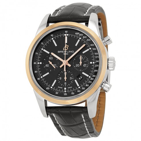 Breitling Transocean Chronograph Black Dial Crocodile Men's Watch UB015212-BC74BKCD watches