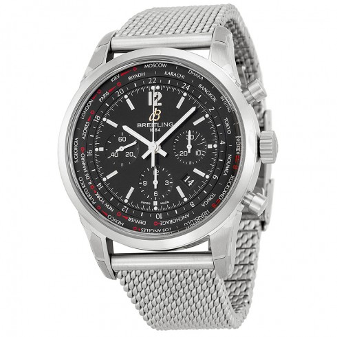 Breitling Transocean Chronograph Unitime Black Dial Steel Men's Watch AB0510U6-BC26SS. watches