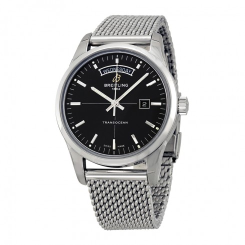 Replica Breitling Transocean Day & Date Automatic Black Dial Stainless Steel Men's Watch A4531012-BB69SS Watch