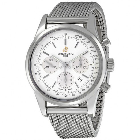 Breitling Transocean Silver Dial Chronograph Men's Watch AB015112-G715SS watches