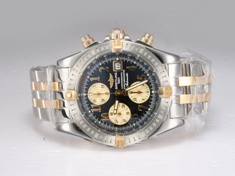 Breitling Windrider Chronomat Evolution B1335611/B723-357A Mens Silver 18k Gold Strap Round Watch watches