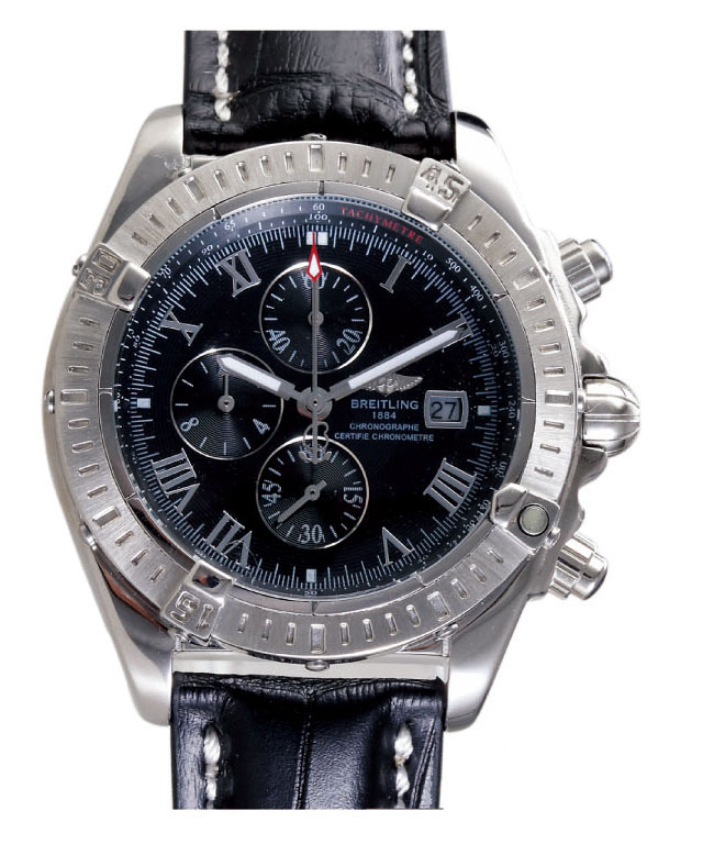 Breitling Windrider Chronomat Evolution C1335611/B821-1LT Round Black Cow Leather Strap Mens Watch watches