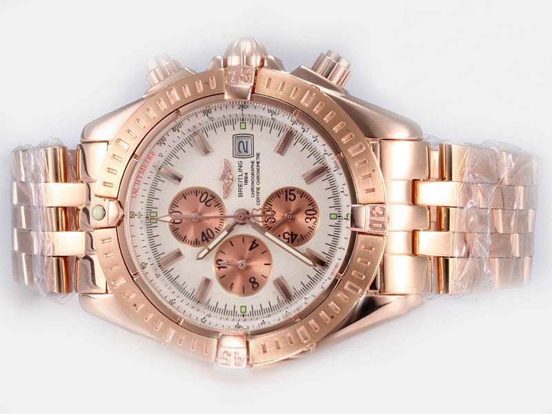 Breitling Windrider Chronomat Evolution Rose Gold Rose Gold Bezel Midsize Quartz Chronograph Watch watches