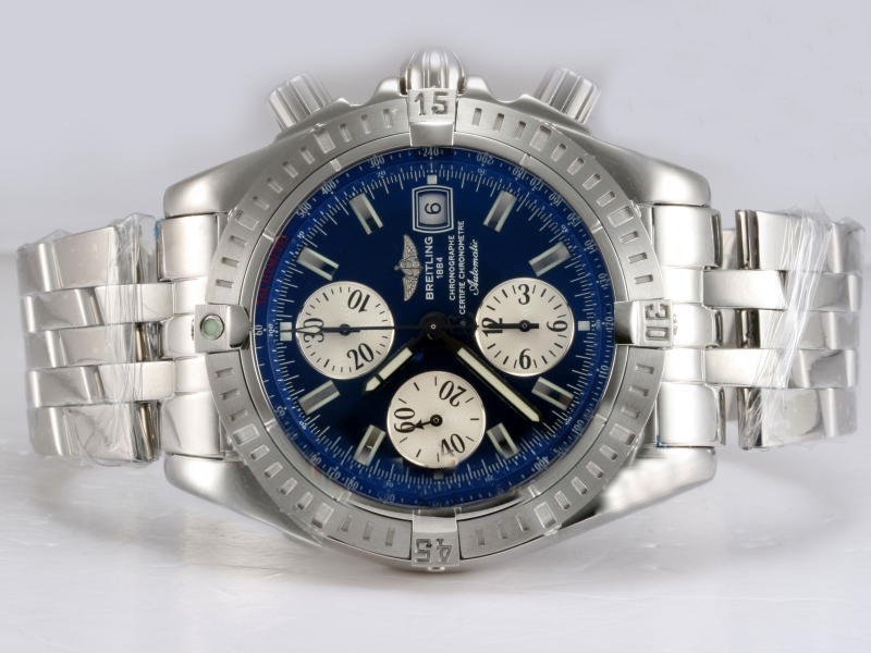 Breitling Windrider Chronomat Evolution Steel 42.5mm Stainless Steel Case Blue Dial Watch watches
