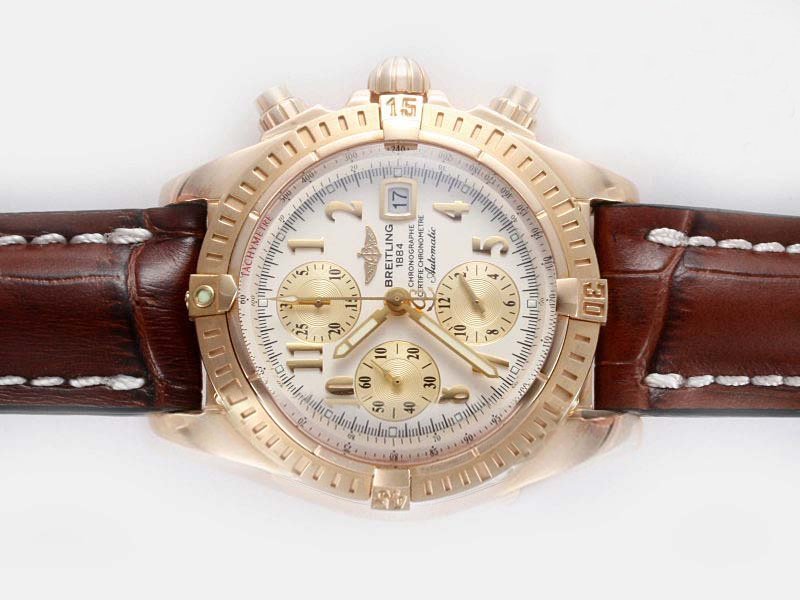 Breitling Windrider Chronomat Evolution Steel 5 Pink Dial Round Watch watches