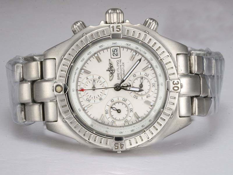 Breitling Windrider Chronomat Evolution Steel 6 Round Silver Stainless Steel Strap Mens Watch watches