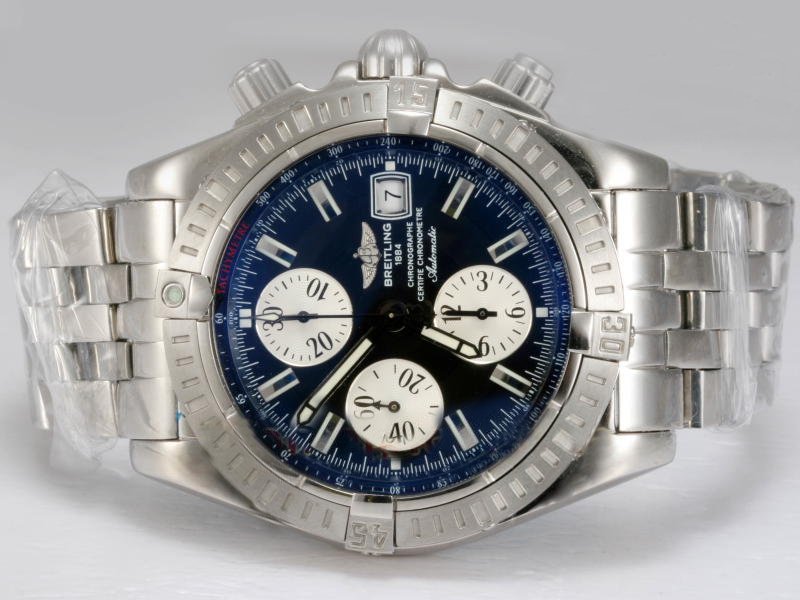 Breitling Windrider Chronomat Evolution Steel Blue Dial Stainless Steel Case Round Watch watches