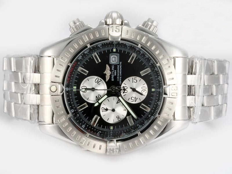 Breitling Windrider Chronomat Evolution Steel Round Silver Stainless Steel Strap Mens Watch watches