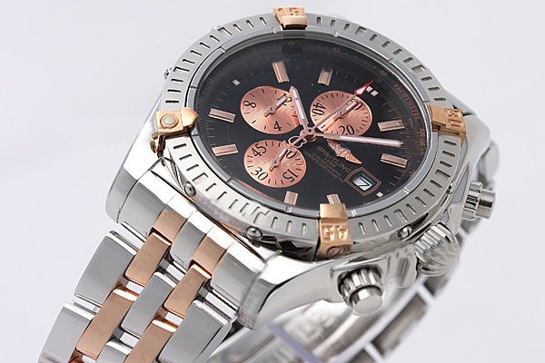 Breitling Windrider Chronomat Evolution Two-Tone 46mm Quartz Black Dial Watch watches