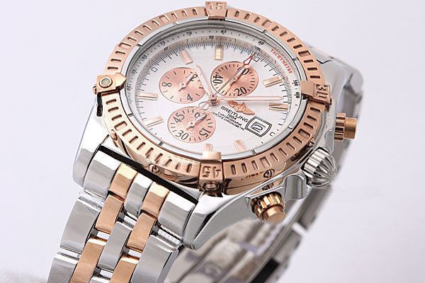 Breitling Windrider Chronomat Evolution Two-Tone Rose Gold Bezel Pink Dial Quartz Watch watches