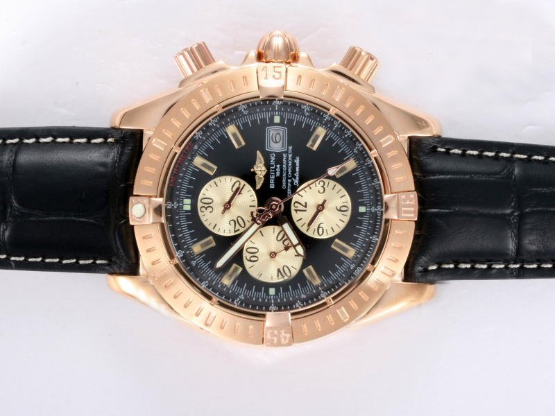 Breitling Windrider Chronomat Steel/Rose Gold 4 18K Gold Case Round Watch watches