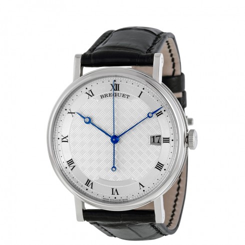 Breguet Classique Silver Dial 18kt White Gold Black Leather Men's Watch 5177BB129V6 watches