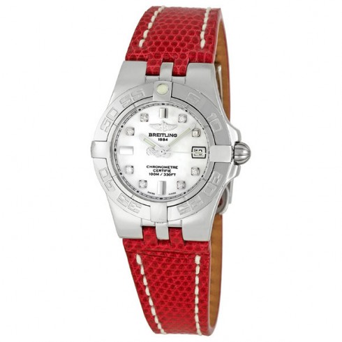 Breitling Galactic 30 White Diamond Dial Red Strap Ladies Watch A71340L2-A713RDLD watches