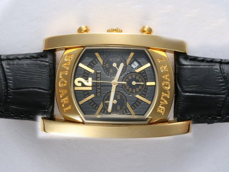 Bvlgari Assioma AA44C13GLDCH Mens Black Cow Leather Strap Rectangle Watch watches