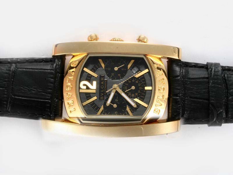 Bvlgari Assioma AA44C13GLDCH Mens Square Black Cow Leather Strap Watch watches
