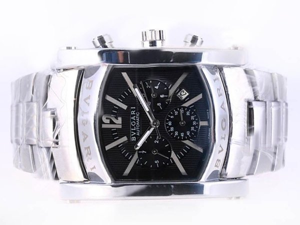 Bvlgari Assioma AA44C14SSDCH Black Dial Stainless Steel Case Square Watch watches