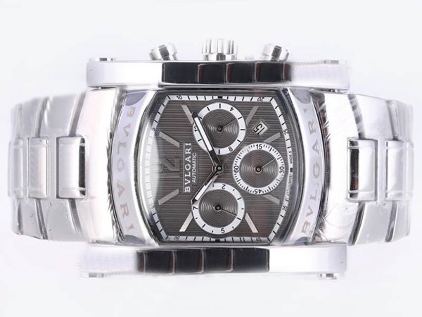 Bvlgari Assioma AA44C14SSDCH Silver Stainless Steel Strap Square Black Dial Watch watches