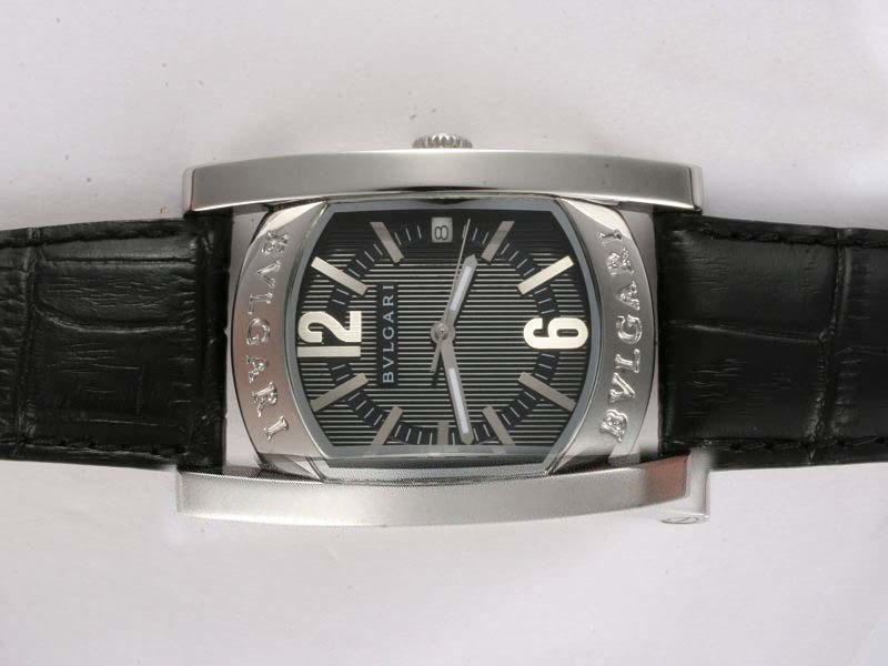 Bvlgari Assioma D AAP31BGG Stainless Steel Bezel Black Dial Black Cow Leather Strap Watch watches