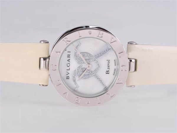 Bvlgari B.Zeroi BZ35WHDSL Womens 35mm White Cow Leather Strap Watch watches