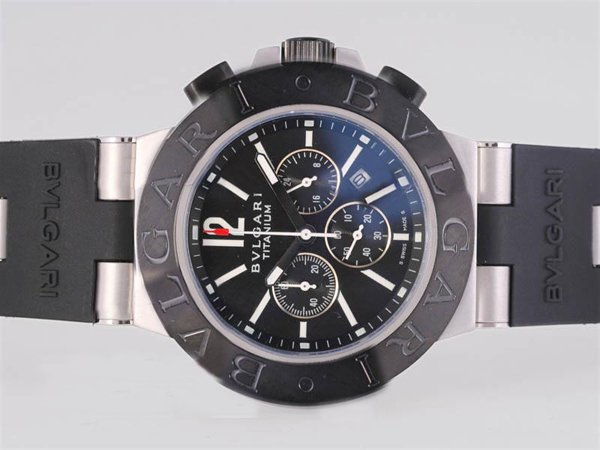 Bvlgari Diagono AC38BTAVD/SLN Black Rubber Strap Round Watch watches